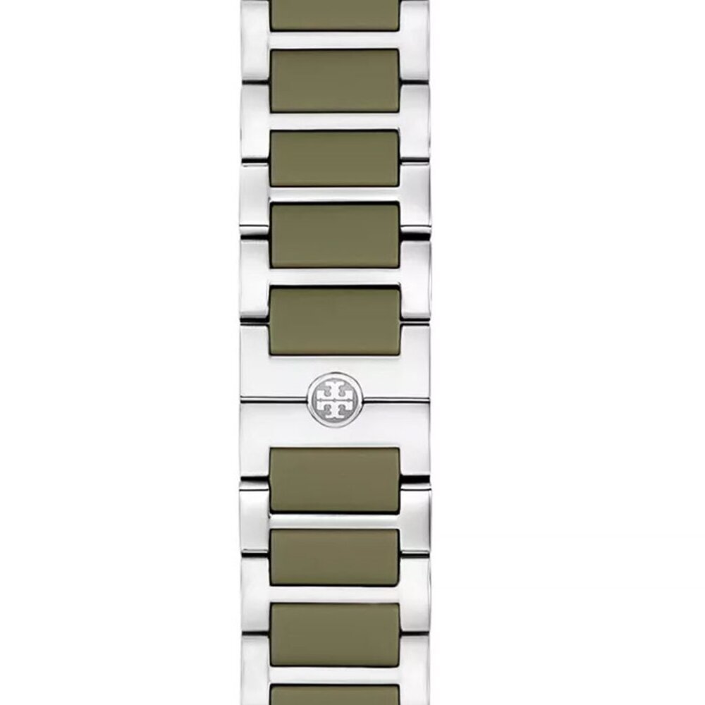 Tory Burch The Kira Green Silicone & Stainless Steel Bracelet For Apple Watch - Picture 2 of 5